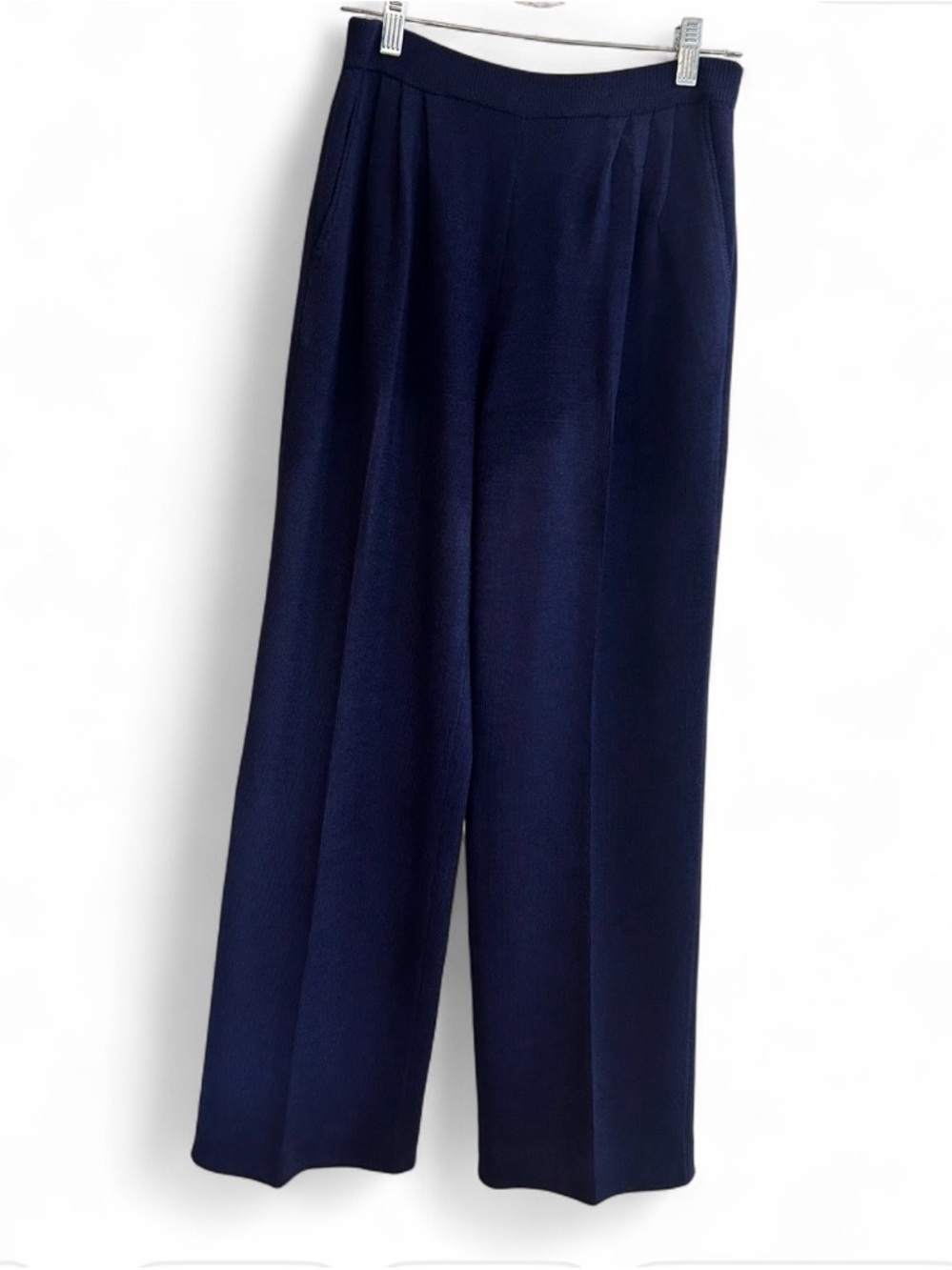 St. John Navy Wide-Leg Knit Pants